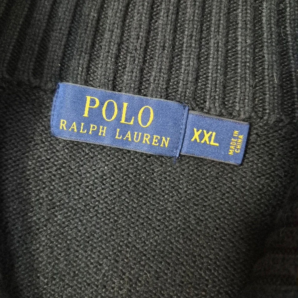 Polo Ralph Lauren Quarter Zip Men XXL Black Cotton Pullover Quiet Luxury Classic